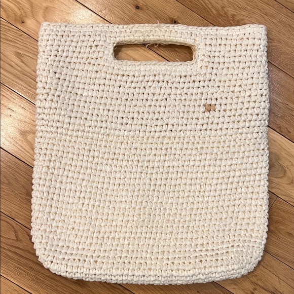 COS Handbags - Woven Cream Tote Bag with Built-In Handles